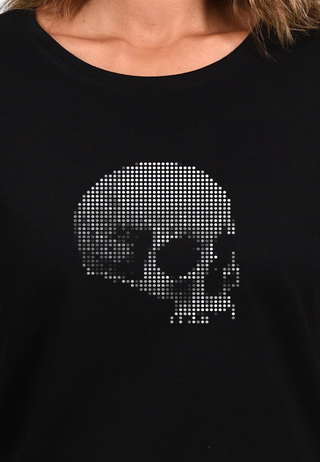 Damen T Shirt -Dotted Skull - schwarz
