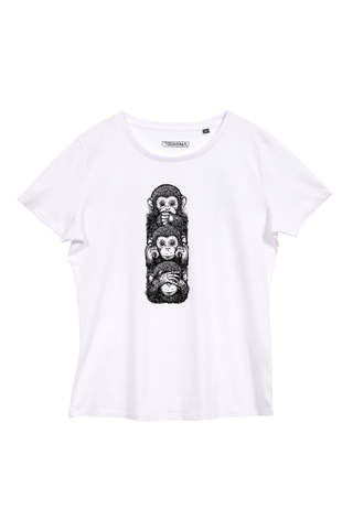 Damen T Shirt -three wise monkeys - weiss