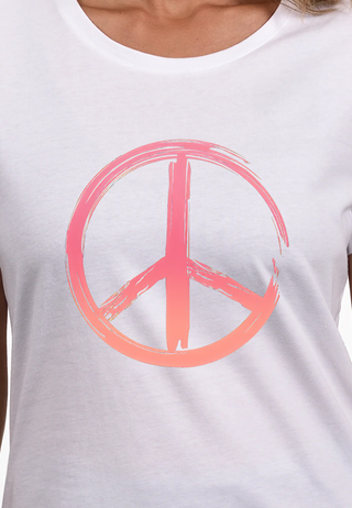 Damen T Shirt -Peace sign - weiss