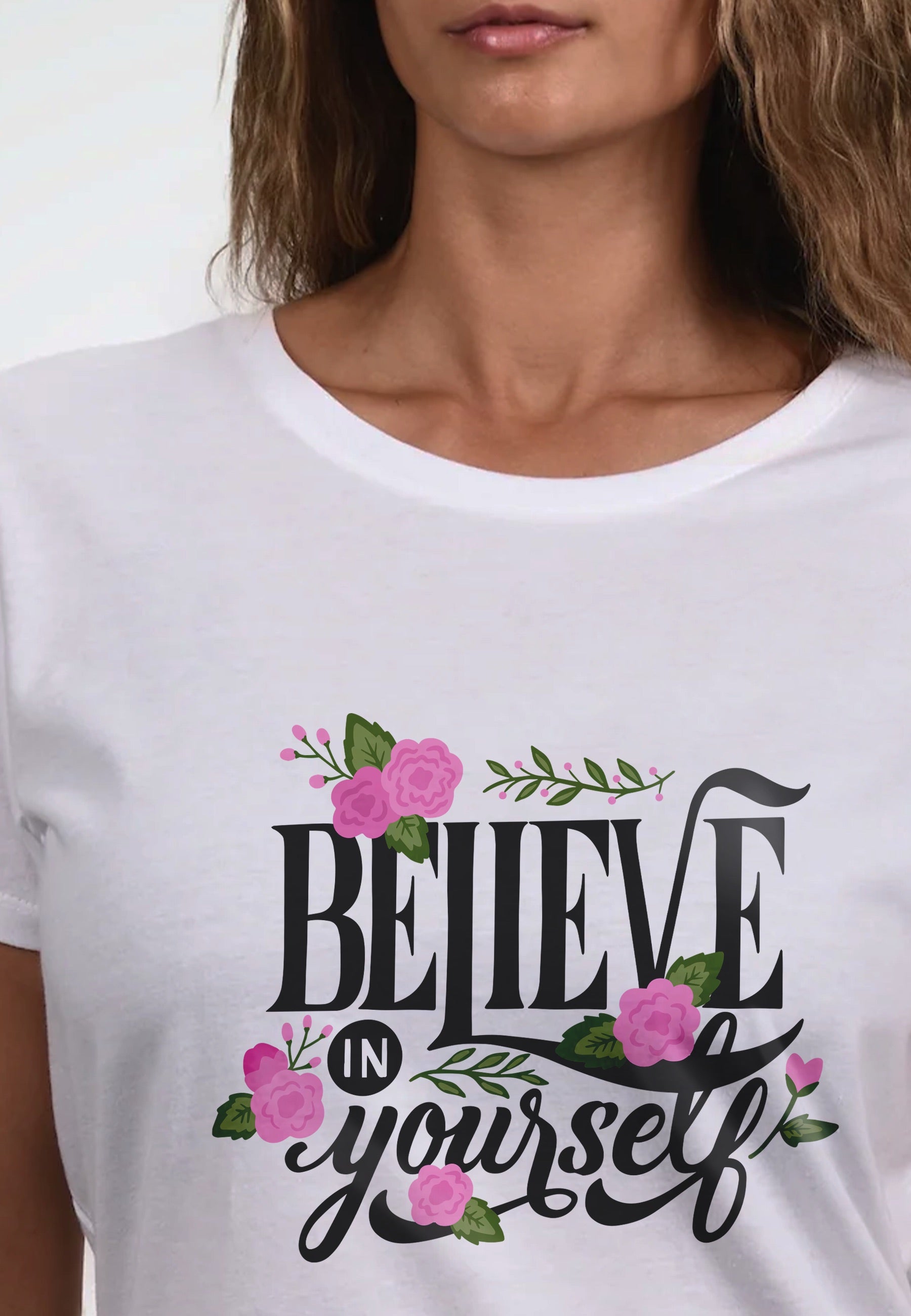 Damen T-Shirt -Believe - weiss