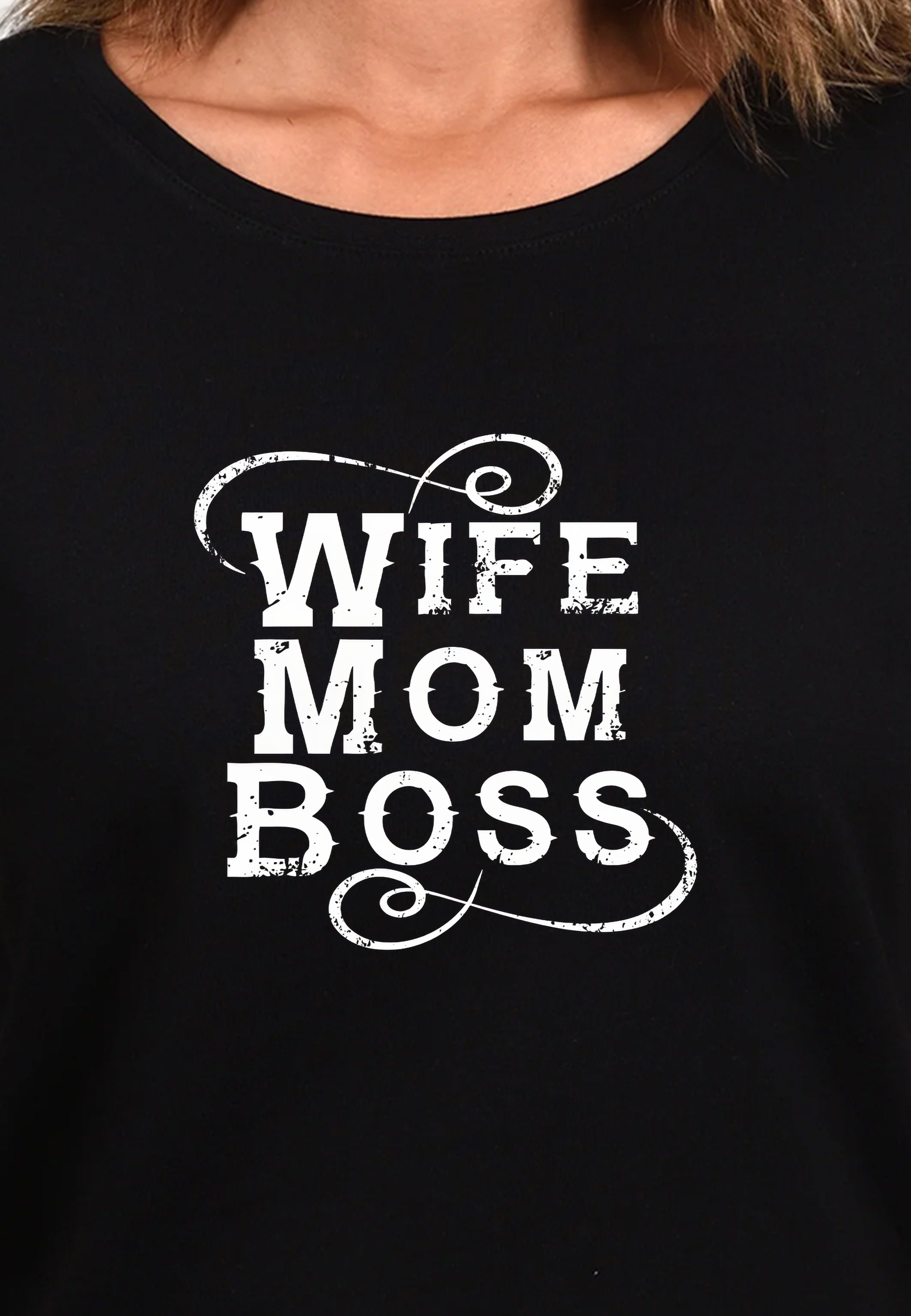 Damen T Shirt -Wife mom boss - schwarz