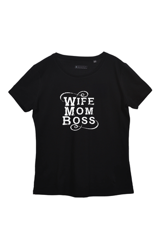 Damen T Shirt -Wife mom boss - schwarz